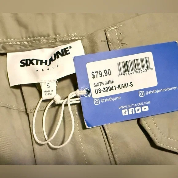NWT SIXTH JUNE Women’s Multi pockets cargo Pants 33941-KAKI,Sizes XS, S, M and L - Picture 6 of 8